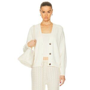 Loulou Studio Zanzibar Cardigan in Ivory Wool Cashmere